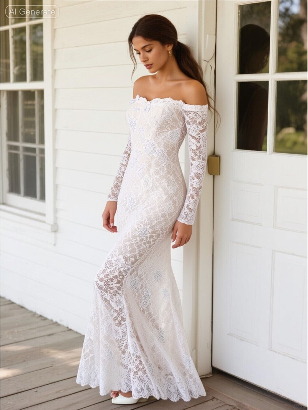 White Nude Prom Dress Size 6 Formal Gown Homecoming Pageant HOCO Simple Wedding